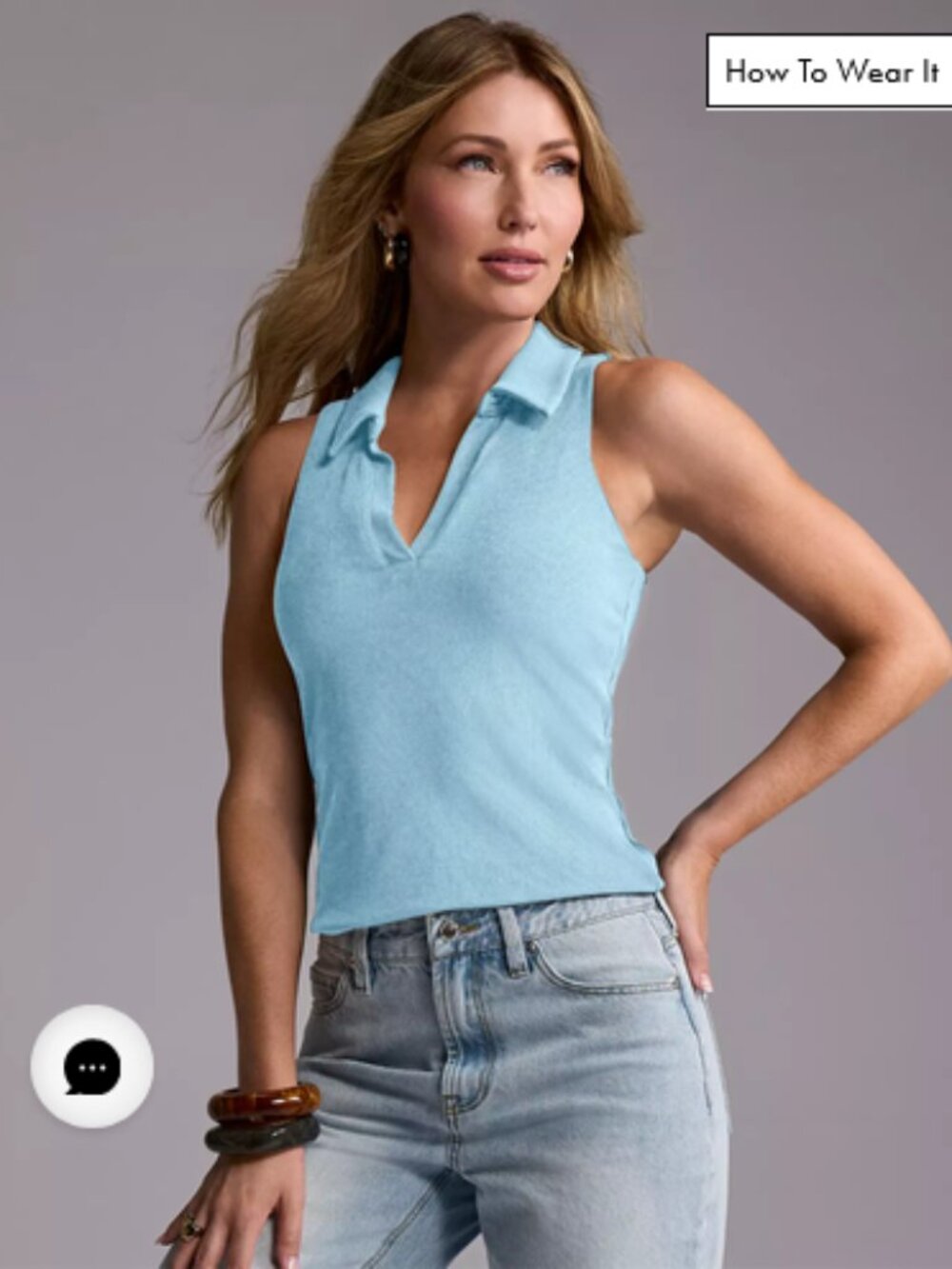 Boston proper So Sexy Essential Polo Tank blue glow size small